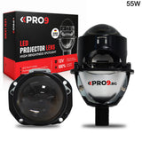 Bi-LED Projector Lenses for Retrofit 55W 2.5 inch +500% brightness 8500lm 6000K low and high beam — set of 2 pcs.