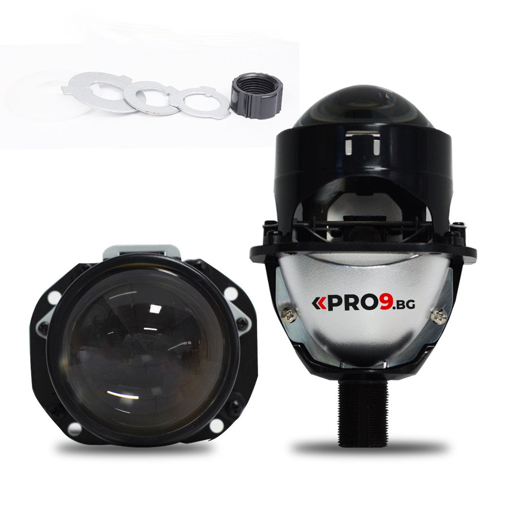 Bi-LED Projector Lenses for Retrofit 55W 2.5 inch +500% brightness 8500lm 6000K low and high beam — set of 2 pcs.