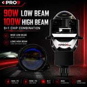 Bi-LED Лупи за вграждане 100W 3 инча +500% яркост 10000lm 6000K къси и дълги — к-т 2бр.