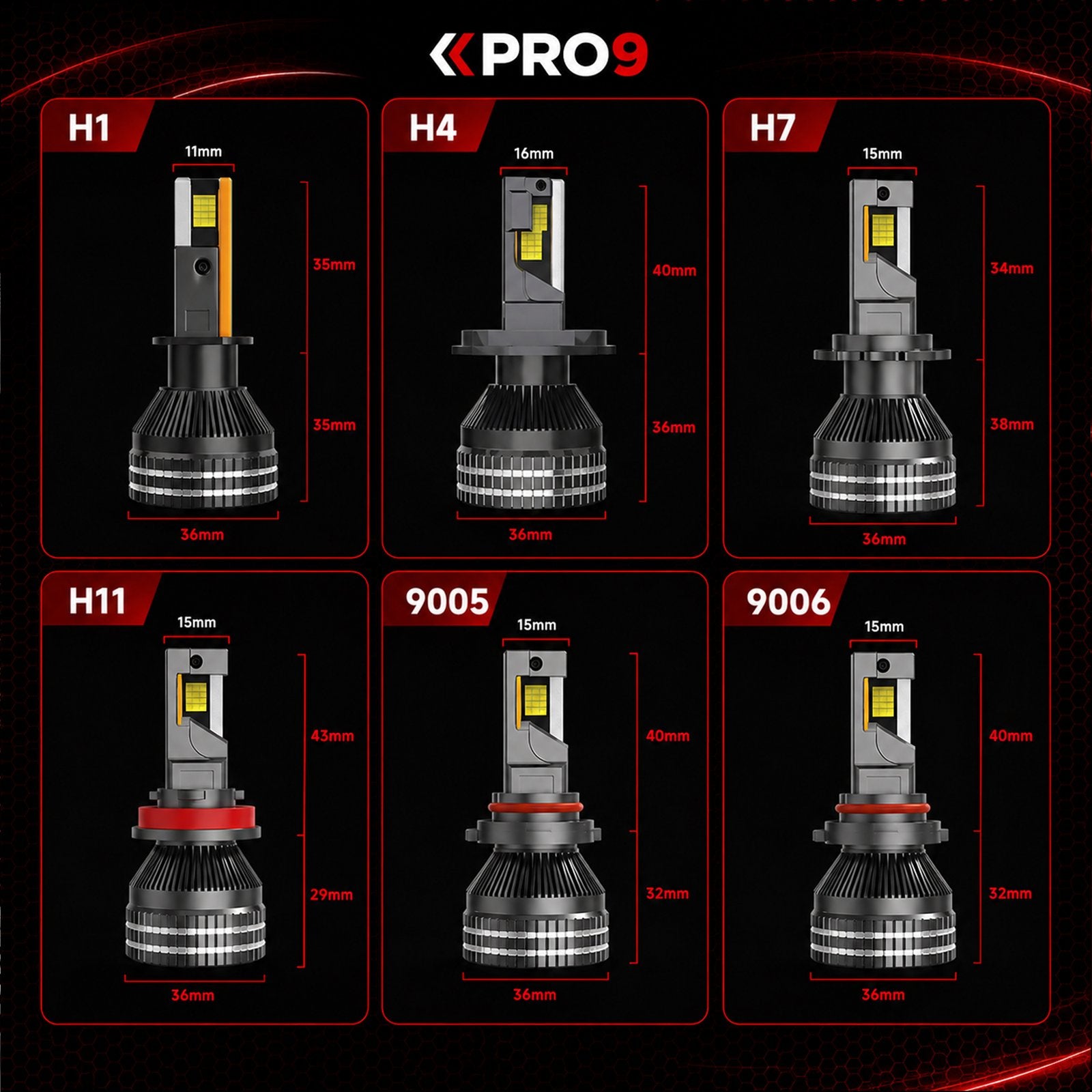 LED крушки PRO9 H1 130W 6000K 18000lm 12-24V