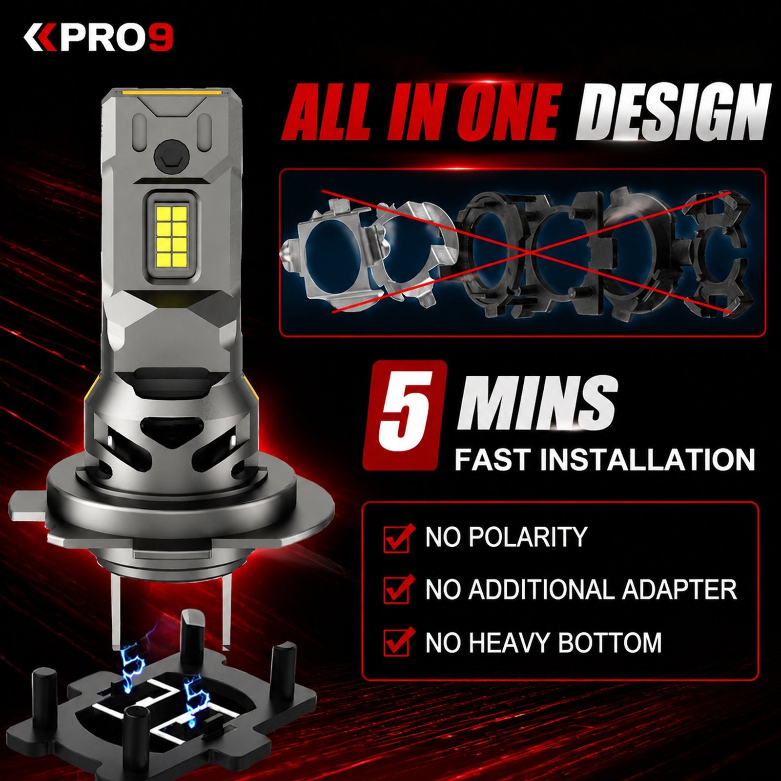 LED крушки PRO9 H4 30W 6000K mini 12V
