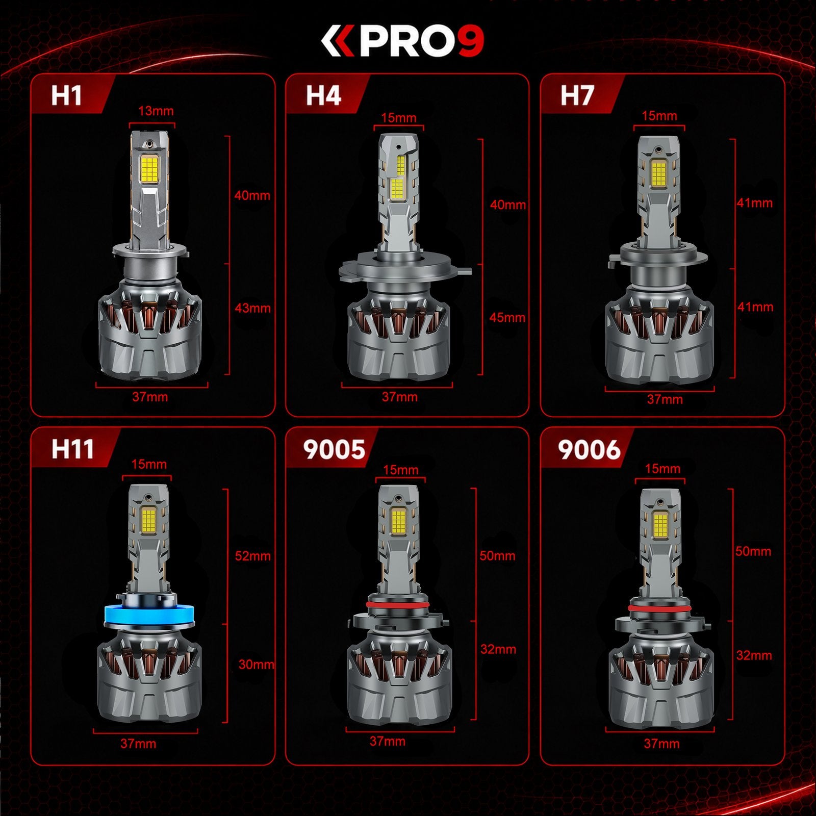 LED крушки PRO9 H7 100W 6000K 16000lm 12-24V